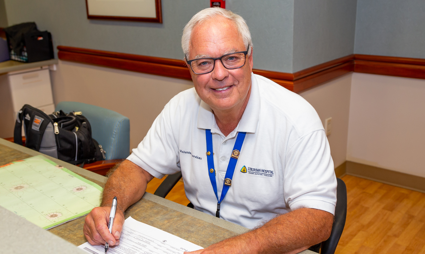 In addition to his twice-weekly volunteer shifts in the cardiac catheterization laboratory, Howard Gilson has also served on Suburban Hospital’s Patient and Family Advisory Council.